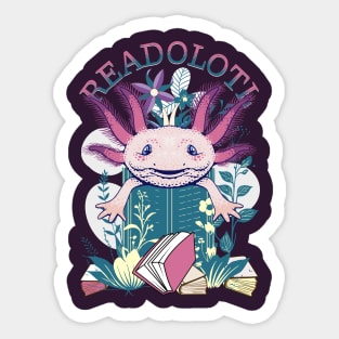 Axolotl Reading Books Readolotl Cute Axolotl Read-O-Lotl Sticker